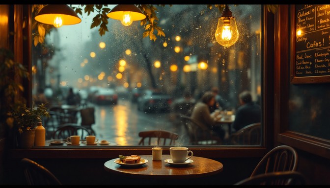 Free Rainy Cafe Evening Image - Cafe, Rain, Cozy | Download at StockCake