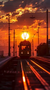 Free Sunset Tram Ride Image - Sunset, Tram, Urban | Download at StockCake