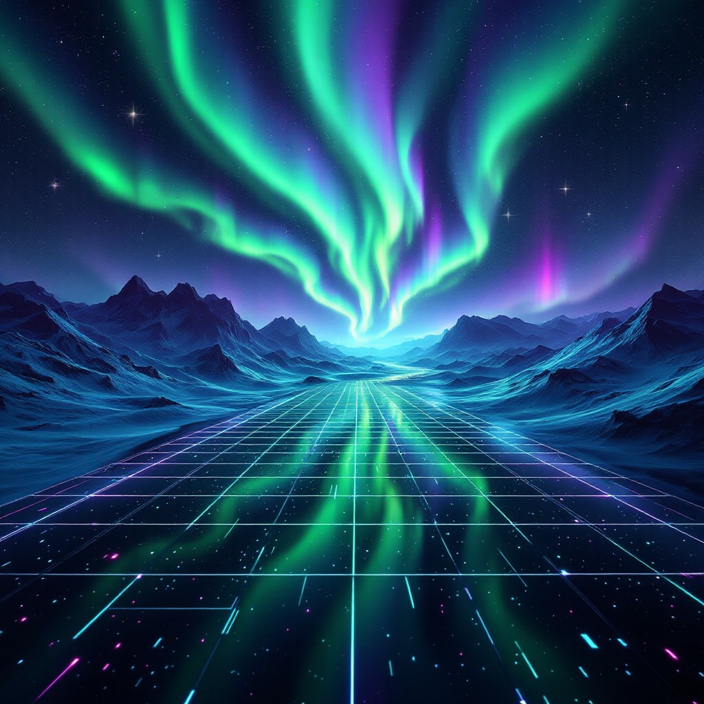 Free Digital Aurora Grid Image - Cyberpunk, Aurora, Synthwave ...