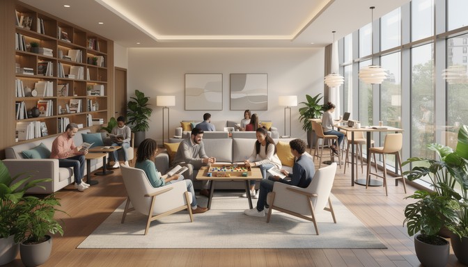 Free Community Living Space Image - Apartment, Communal, Lounge ...