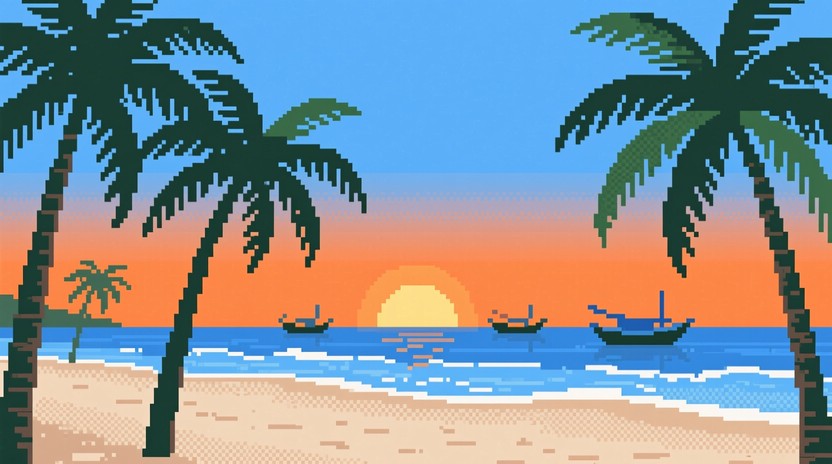 Free Pixel Beach Sunset Image - Sunset, Pixelart, Beach | Download at ...