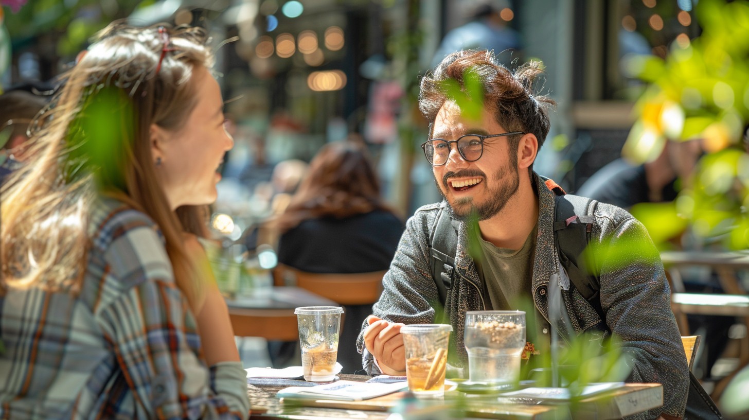 Free Joyful outdoor chat Image - Laughing, Cafe, Conversation ...