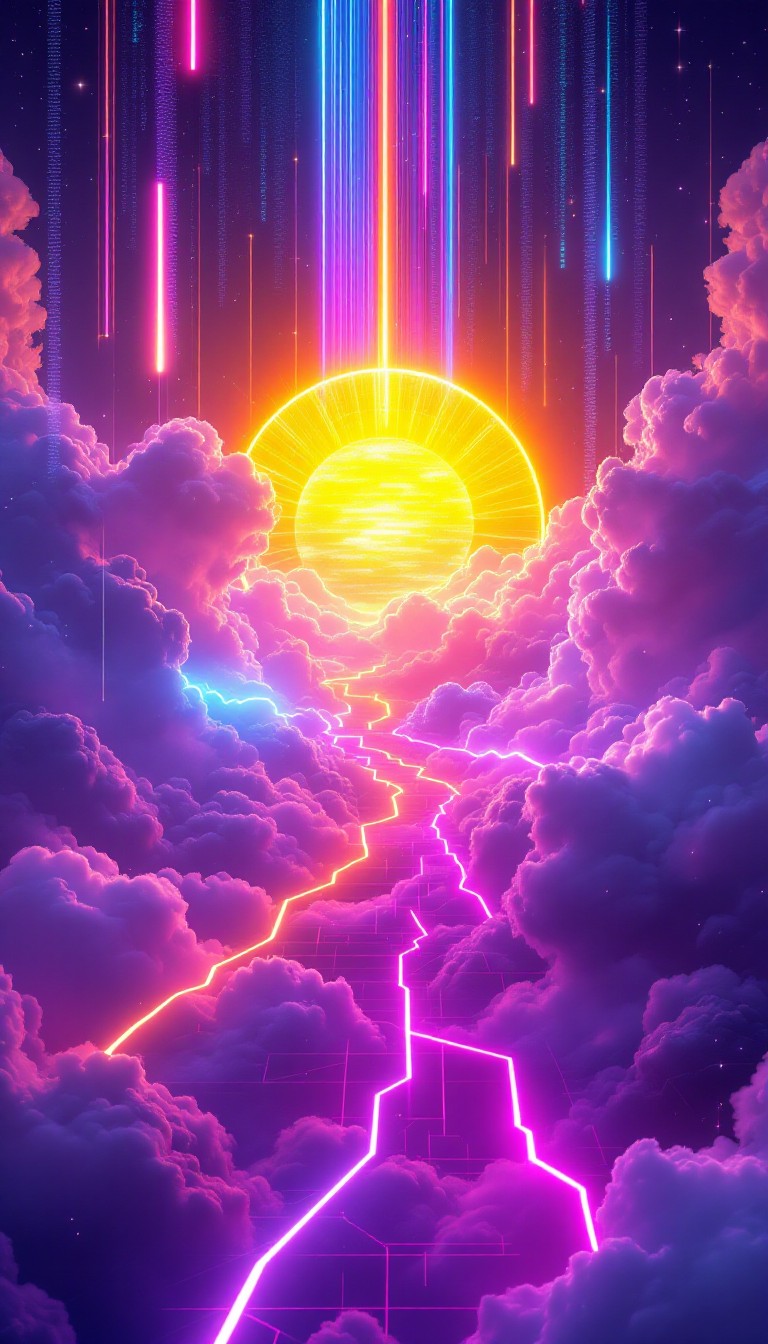 Sunset Image Neon Free Neon Sunset Matrix Image - Cyberpunk, Synthwave, Neon | Download ...