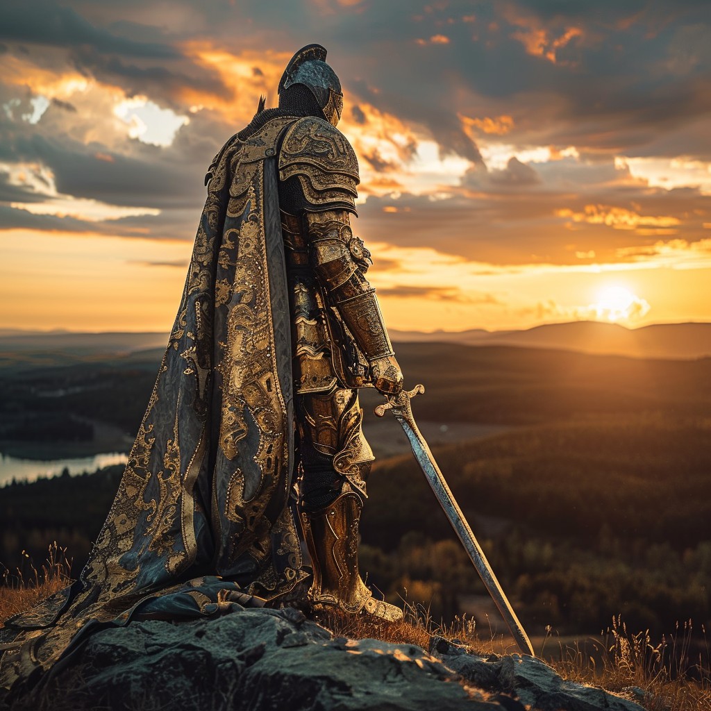 Free Knight at Sunset Image - Knight, Sunset, Armor | Download at StockCake