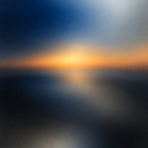 Soft abstract gradient of deep midnight blue, glowing sunset amber ...