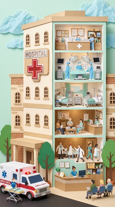 Free Paper Hospital Craft Image - Hospital, Papercraft, Collage ...