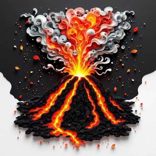 Volcano Using Paper Free Fiery Paper Volcano Image - Quilling, Volcano, Eruption | Download ...
