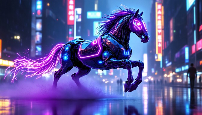 Free Cybernetic Horse Racing Image - Cyberpunk, Horse, Neon | Download ...