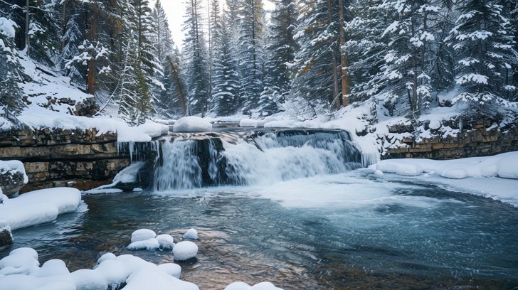 Free Winter Waterfall Serenity Image - Winter, Waterfall, Snow ...