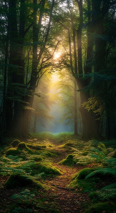 Free Enchanted Forest Path Image - Forest, Sunbeams, Path | Download at ...