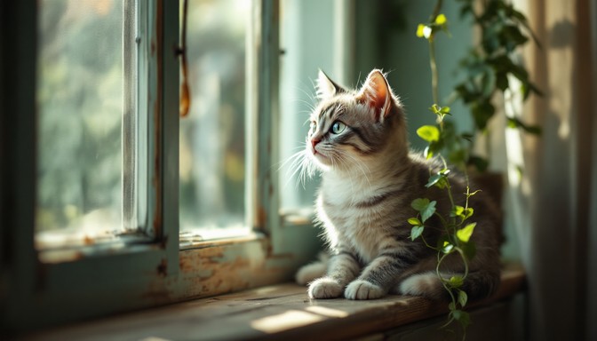 Free Sunlit Window Cat Image - Cat, Sunlight, Window | Download at ...