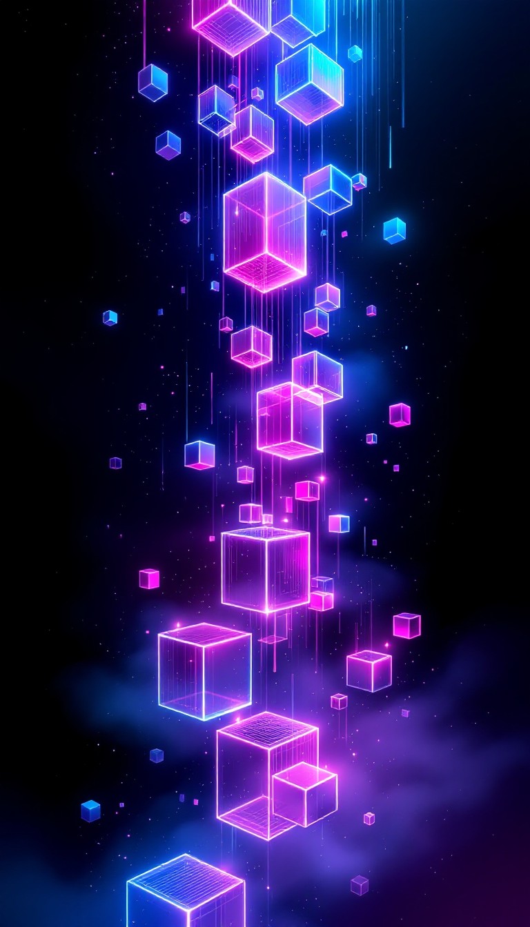 Free Neon Cube Cascade Image - Cyberpunk, Neon, Geometric | Download at ...