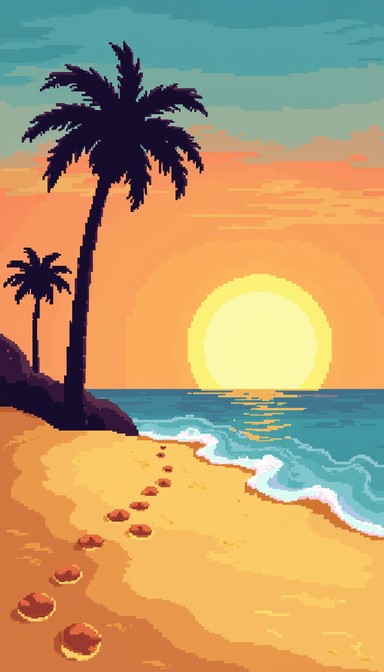 Free Pixel Paradise Sunset Image - Sunset, Beach, Pixel | Download at ...
