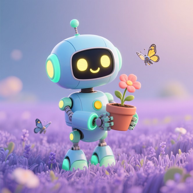 Free Friendly Robot Gardener Image - Robot, Lavender, Meadow | Download ...