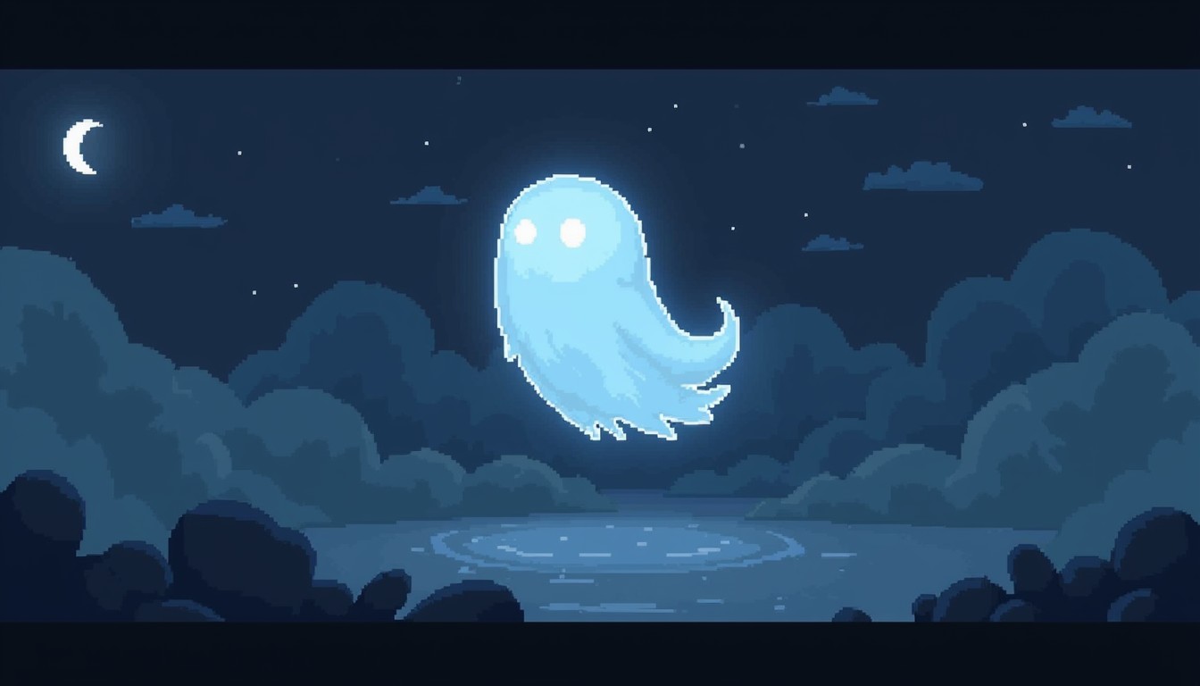 Free Moonlit Pixel Ghost Image - Ghost, Pixel, Blue | Download at StockCake