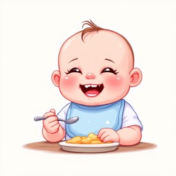 Free Happy Baby Eating Image - Kawaii, Pixel, Baby | Download at StockCake
