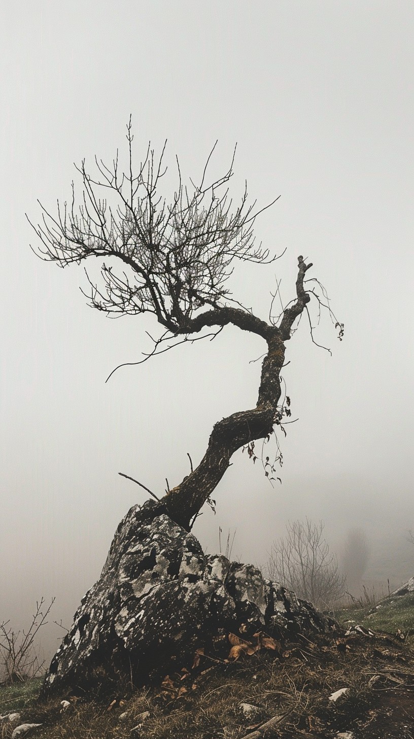 Free Misty Lone Tree Image - Tree, Mist, Fog | Download at StockCake