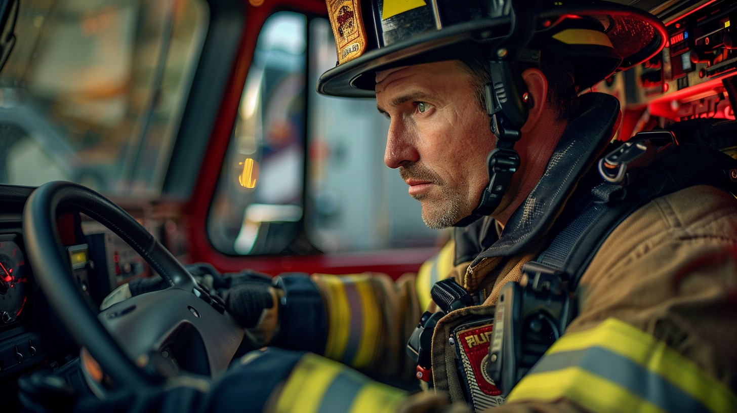 Free Focused Firefighter Driving Image - Firefighter, Emergency ...
