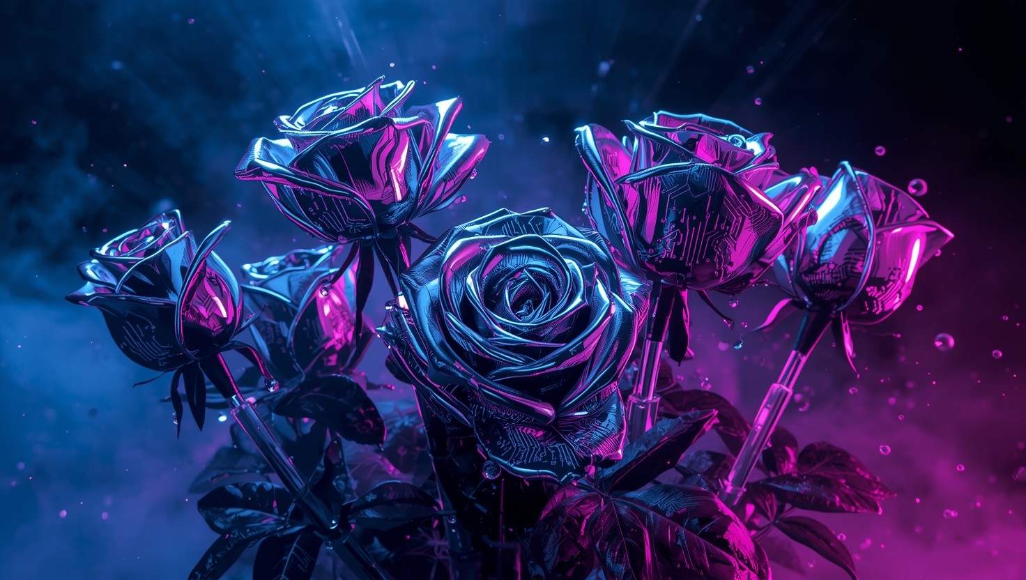 Free Cybernetic Roses Bloom Image - Cyberpunk, Roses, Metallic ...