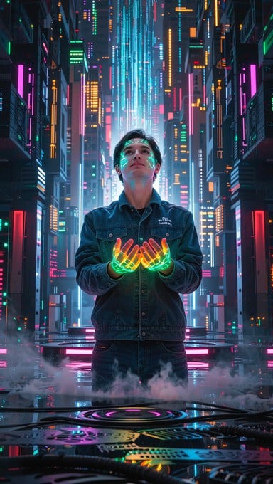 Free Neon Cyber Rapper Image | Download at StockCake