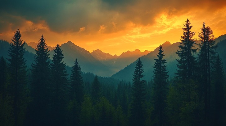 Sharp Sunset Free Sunset Mountain Vista Image - Sunset, Mountains, Forest | Download ...