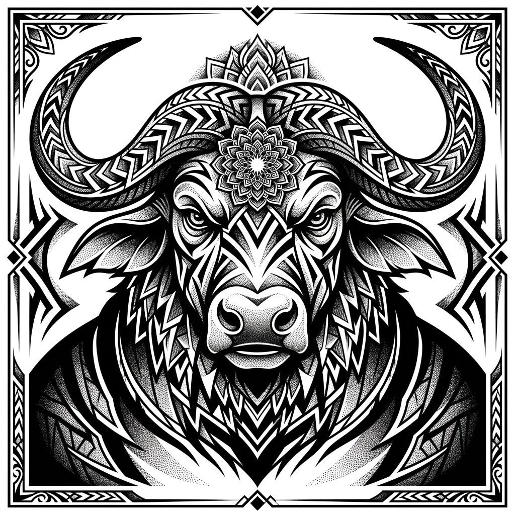 Free Bold Buffalo Blackwork Image - Buffalo, Blackwork, Tattoo ...