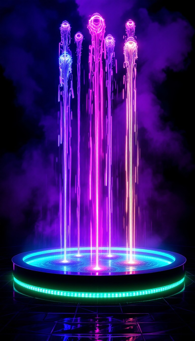 Free Neon Water Dance Photo - Neon, Cyberpunk, Fountain | Download at ...