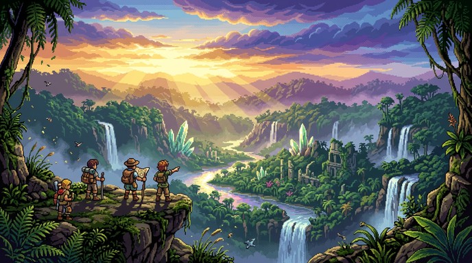 Free Retro Adventure Landscape Image - Exploration, Adventure, Pixel ...