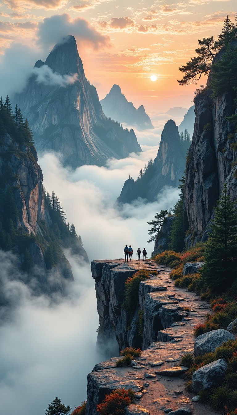 Free Misty Peaks Path Image - Mountains, Hikers, Mist | Download at ...