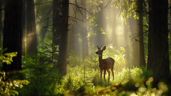 Dear In Forest Free Deer in Forest Image - Deer, Forest, Sunlight | Download at StockCake