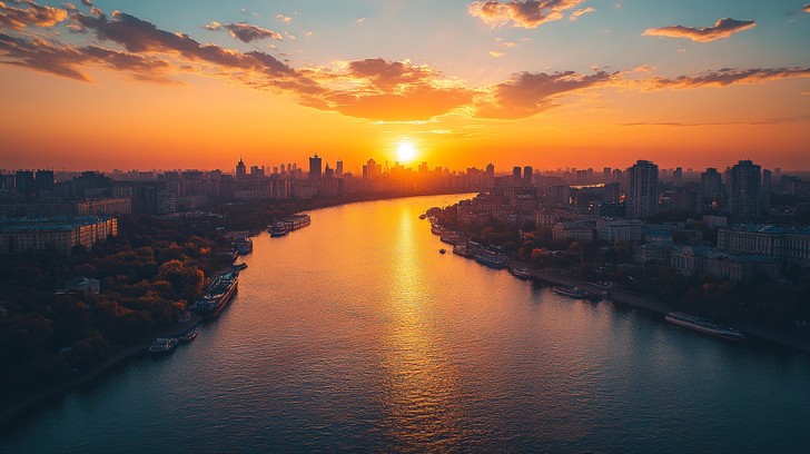 Free Sunset over river Image - Sunset, River, Cityscape | Download at ...
