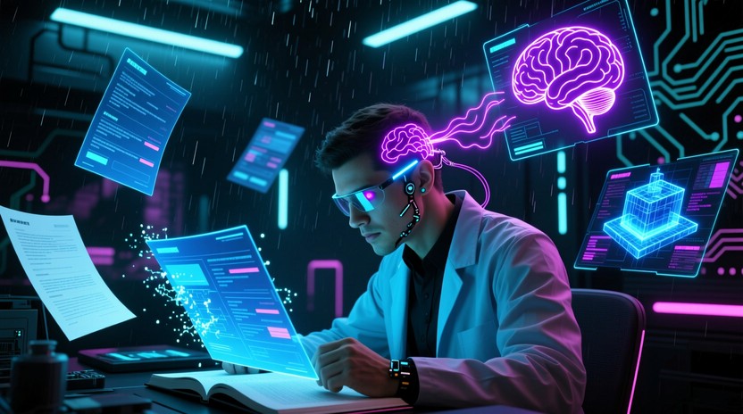 Free Neural Data Immersion Image - Cyberpunk, Futuristic, Researcher ...