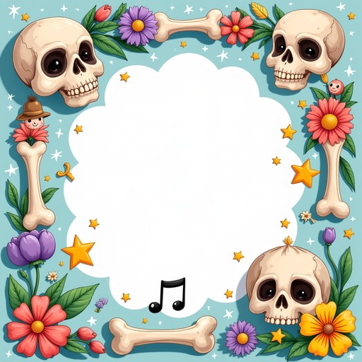 Skeleton Border Patterns Free Colorful Skeleton Frame Image - Skulls, Bones, Floral | Download ...