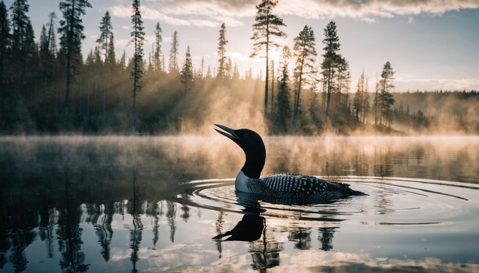 Free Loon Calls Dawn Image - Loon, Lake, Mist | Download at StockCake
