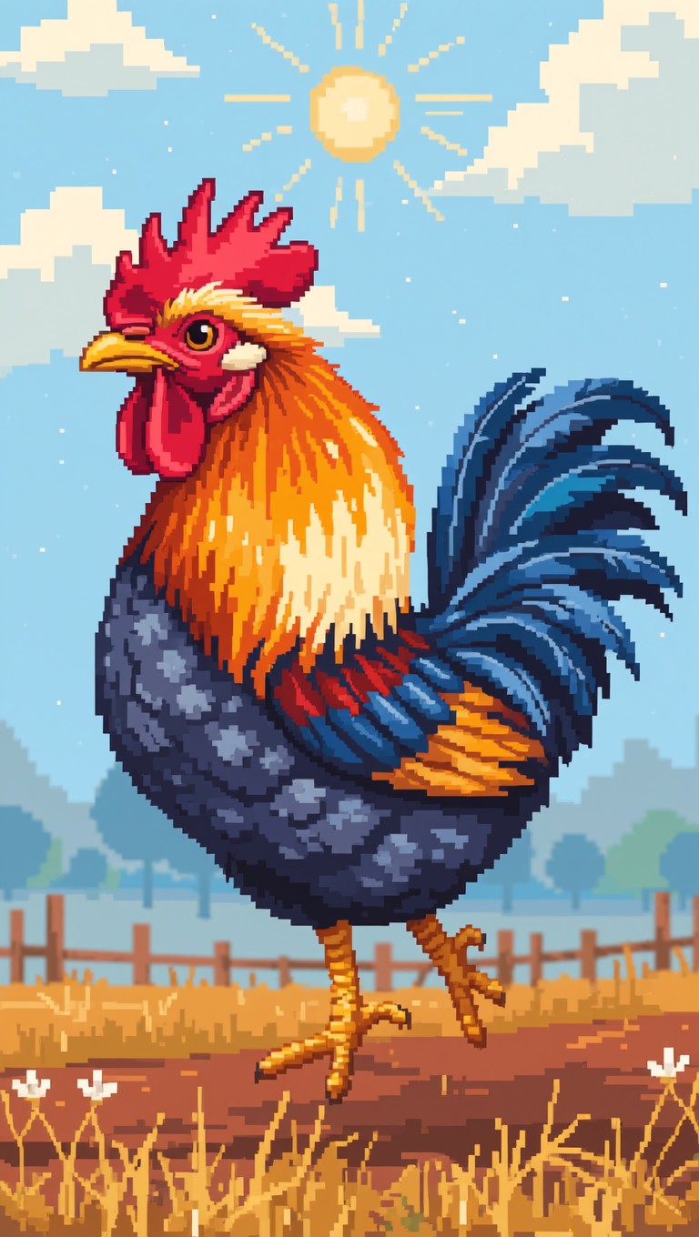 Free Joyful Rooster Jumping Image - Rooster, Pixel, Art | Download at ...