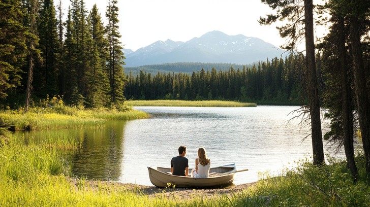 Free Serene Lakeside Escape Image - Couple, Lake, Forest | Download at ...