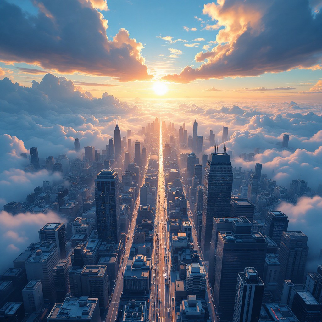Free Heavenly Urban Sunrise Image - Skyscraper, Sunset, Cityscape ...