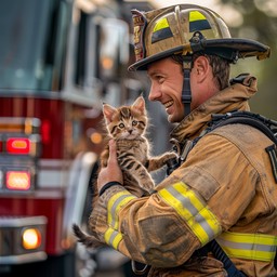 Free Firefighter Saves Kittens Image - Firefighter, Kittens, Rescue ...