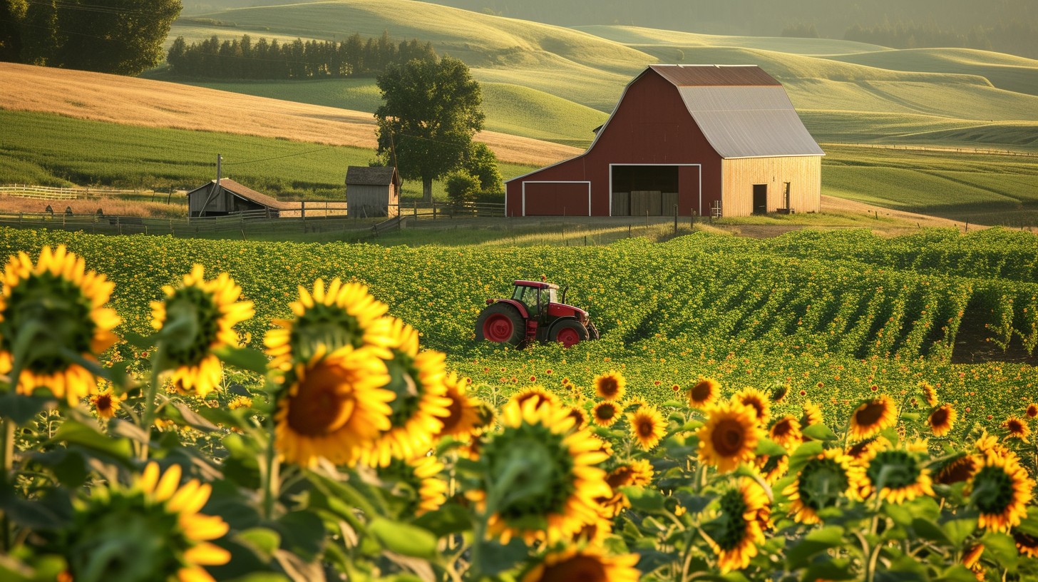 Rustric Farm Free Rustic Farm Beauty Image - Sunflowers, Farm, Tractor | Download at ...