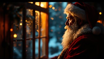 Santa Reflection Free Santa's Golden Moment Image - Christmas, Winter, Holiday ...