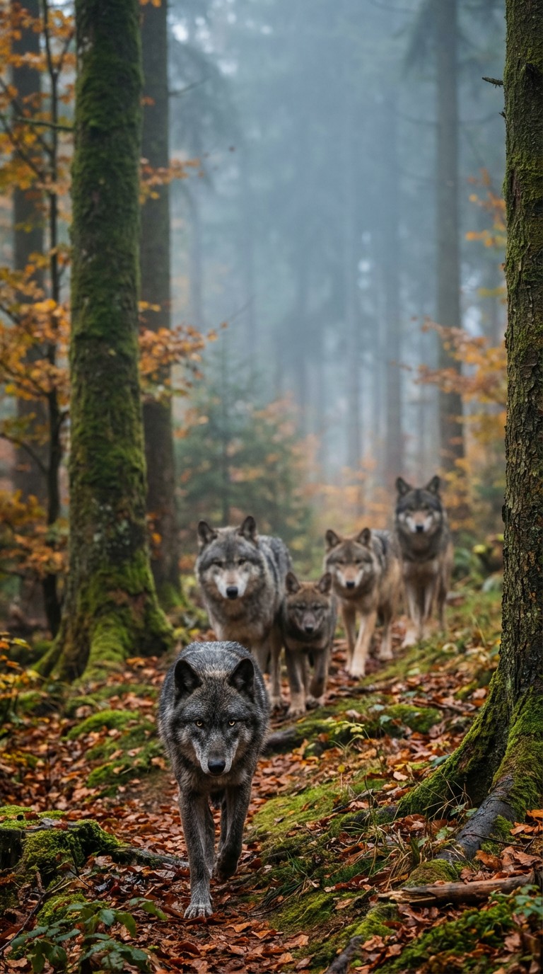 Wolves Single File Line Forest Free Wolves Leading Together Image - Wolves, Pack, Forest | Download at ...