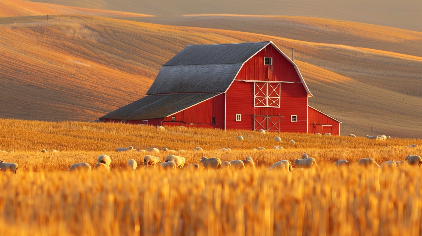 Barn Secene Free Rural Barn Scene Image - Barn, Red, Sheep | Download at StockCake
