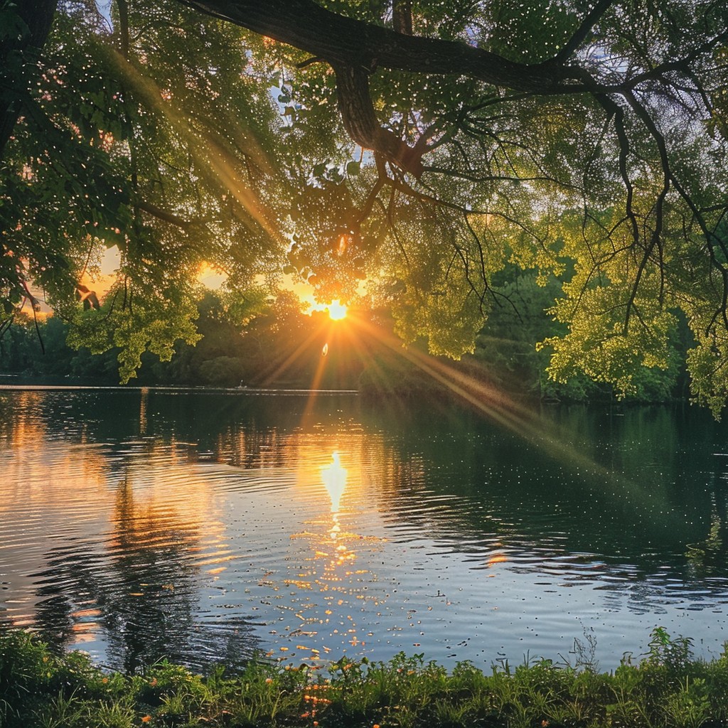 Free Sunset Lake View Image - Sunset, Lake, Trees | Download at StockCake