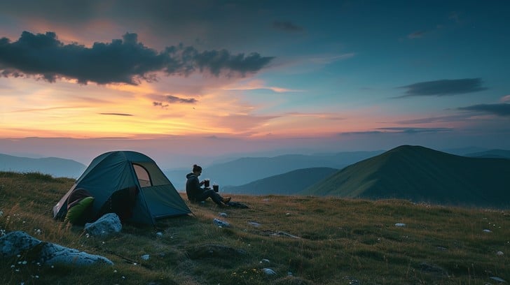 Free Sunset Mountain Camping Image | Download at StockCake