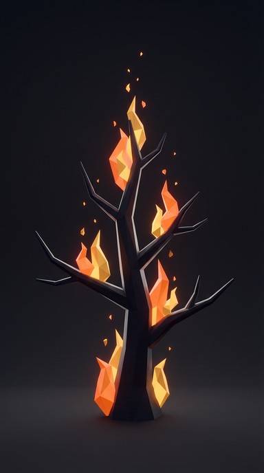 Fire Tree Gradient Free Geometric Burning Tree Image - Tree, Fire, Flames | Download at ...