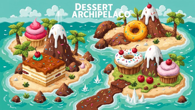 Free Sweet Pixel Paradise Image - Pixel, Dessert, Islands | Download at ...