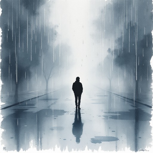 Download Solitude in Rain Image - Silhouette, Rain, Watercolor