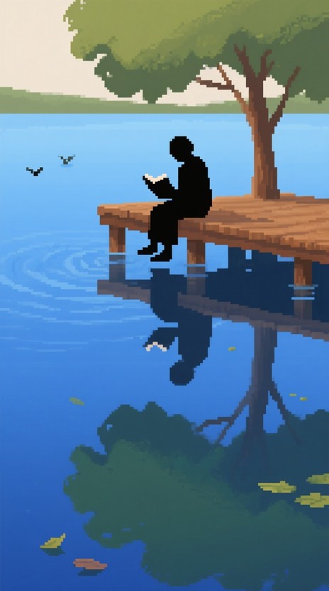 Free Peaceful Pixel Reader Image - Reading, Silhouette, Dock | Download ...