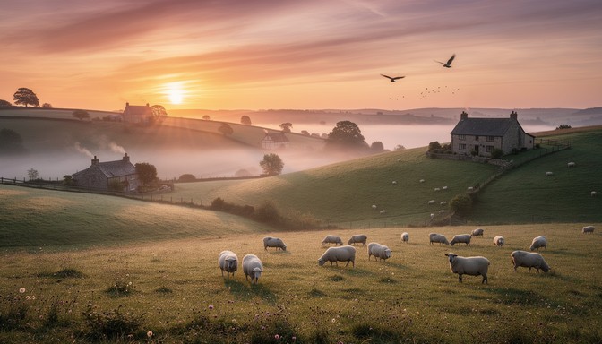Download Peaceful Countryside Sunset Image - Countryside, Sunset, Hills ...