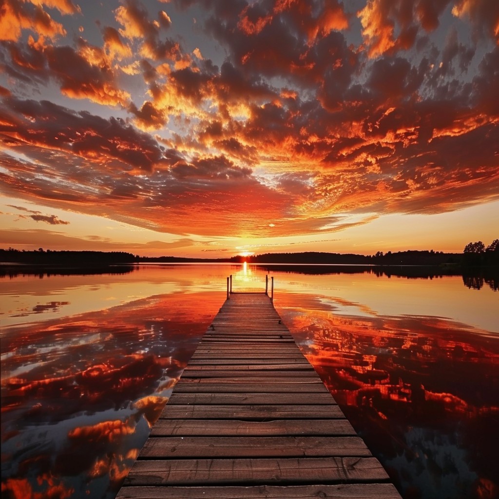 Free Sunset over lake Image - Sunset, Lake, Clouds | Download at StockCake